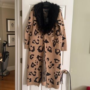 Fabulous Furs Tan and Black Leopard Print Coat